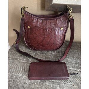Frye Campus Rivet Small Brown Leather Crossbody Bag Saddle And Matching Wallet